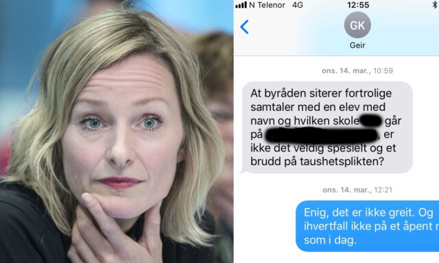 SMS-utveksling viser sjokkerte politikere da Thorkildsen skal ha utlevert sensitive personopplysninger om elev i et åpent møte